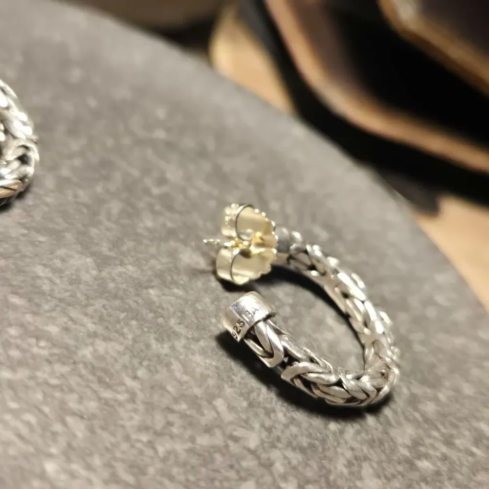 Gorgeous Heavy Stud Intricate Sterling Silver Earrings